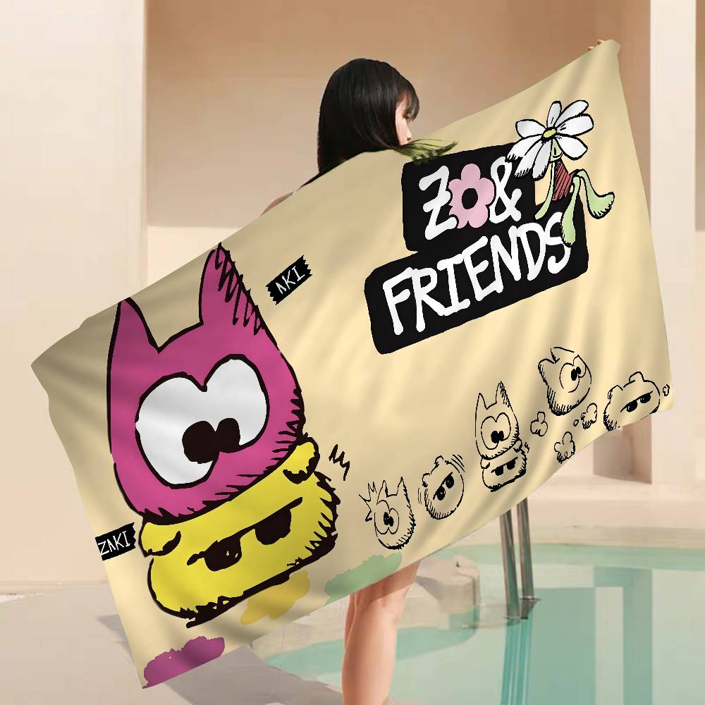 Fashion Z-Zoas Cat Microfiber Printed Beach Towel Mountain Climbing Yoga Beach Swimming Running Absorbent Soft Towel