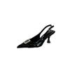 European and American patent leather metal buckle bag head high heel sandals single shoes