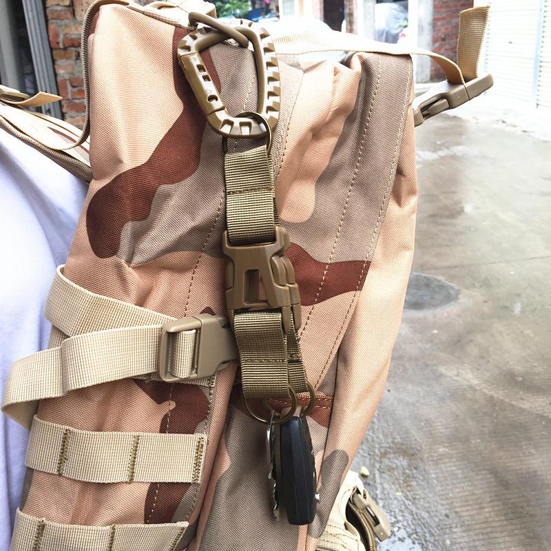 Tactical Key Ring Holder Gear Keychain Clip Nylon Webbing Quick Release Buckle Molle Bag Attachments Metal Carabiners Keychain