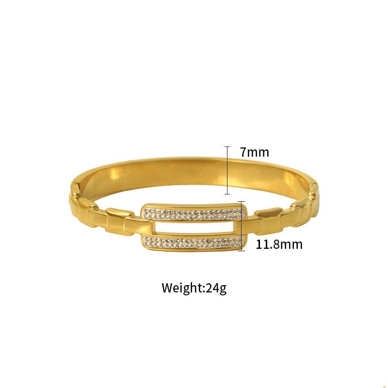 Fashion 18K Diamond-Encrusted Nail Bracelet Women Do Not Fade Light Luxury Niche Versatile Opening Design Bracelet