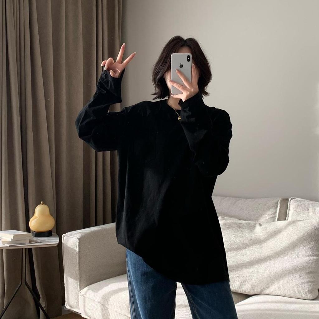 Retro Unisex Långärmad T-shirt med Bokstavstryck och Rund Hals - 26 Vårkollektion