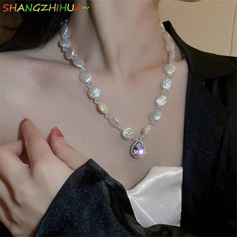SHANGZHIHUA The Elegant Light Luxury Three-layer Pearl Collar, 2021 New Trend Jewelry Fashion Woman's Necklace Party Gift