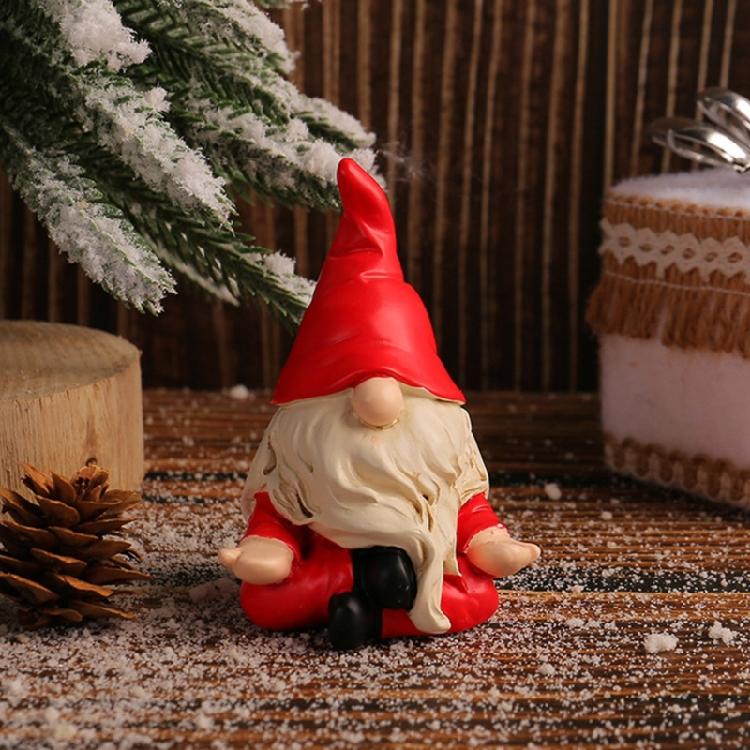 Traditional Santa Figure Ornament Christmas Santa Hat Resin Sculpture Statue for Christmas Home Decoration