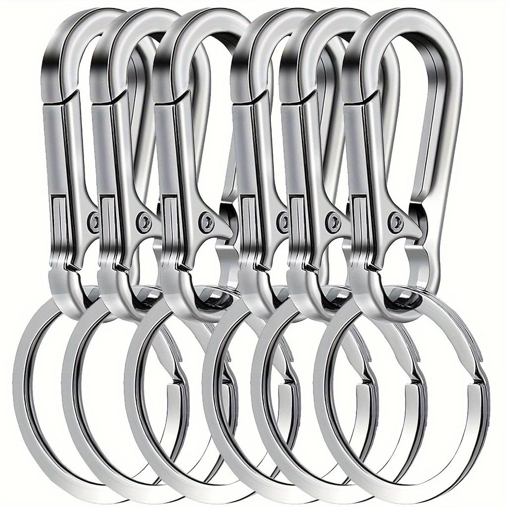 Set med 6 nyckelringar med metallklämma, avtagbara nyckelringar, metallnyckelringar, karbinhake nyckelringsklämmor, universella för både män och kvinnor.
