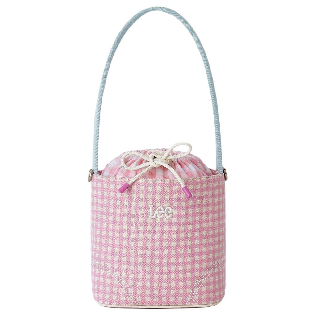 New Lee Fabric Bucket Bag, Handbag, Shoulder Bag Women's Pink Plaid LE250101M-102