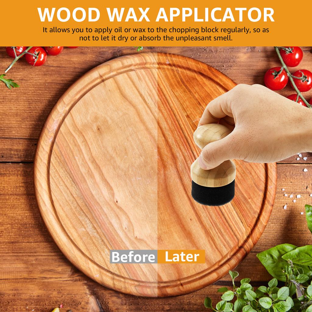 Cutting Board Oil Wax Applicator Wood Mineral Oil Applicator with Lid & Ergonomic Handle Multi-role Butcher Block Oil Applicator