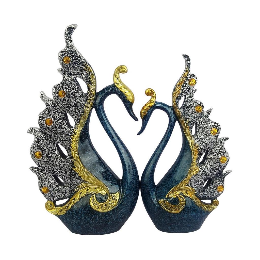 European Style Decorative Couple Swan Ornaments for Living Room, Bedroom, Office, and Entryway