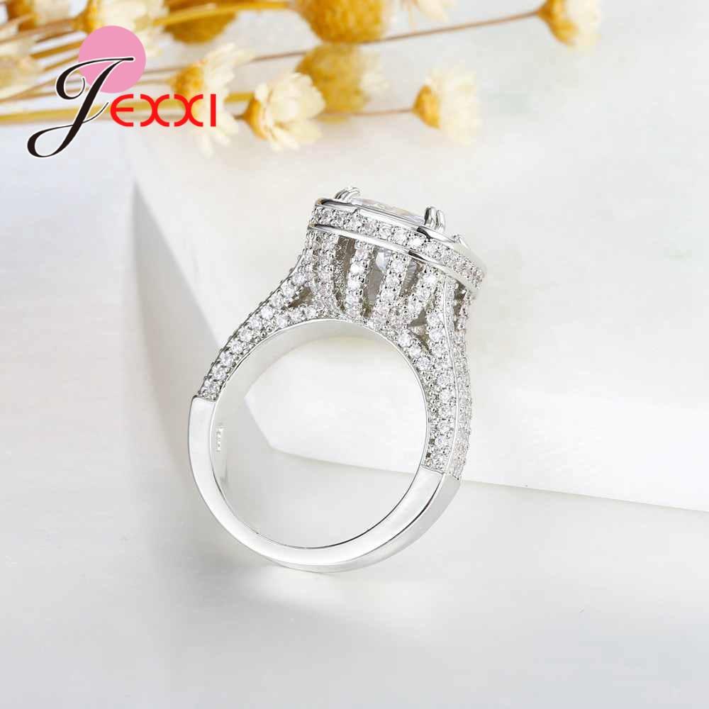 Sterling Silver Color Cubic Zirconia Rings for Women Anillos Mujer Ring Female Wedding Bijouterie Masculino Vintage Jewelry