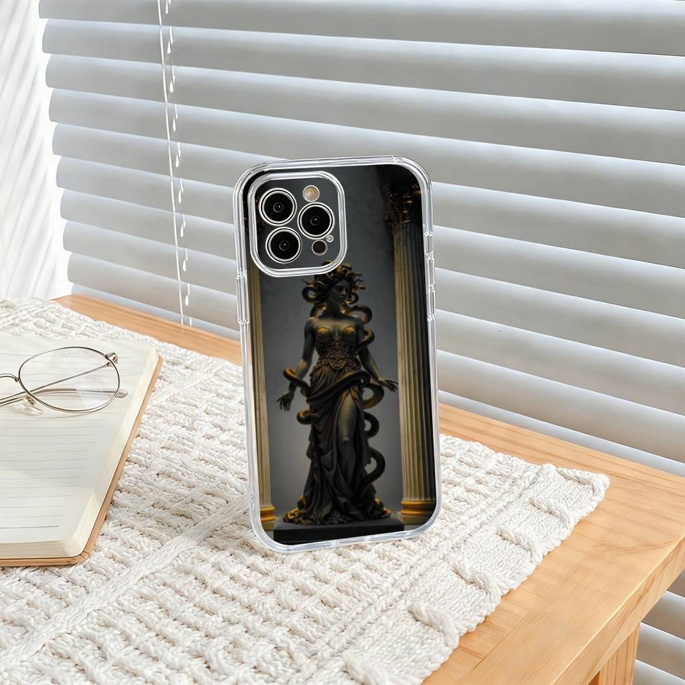 M-Medusa G-Greek Mythology Phone Case For iPhone17,16,15,14,13,12,11 Plus,Pro Max Soft Transparent Cover iPhone14Pro