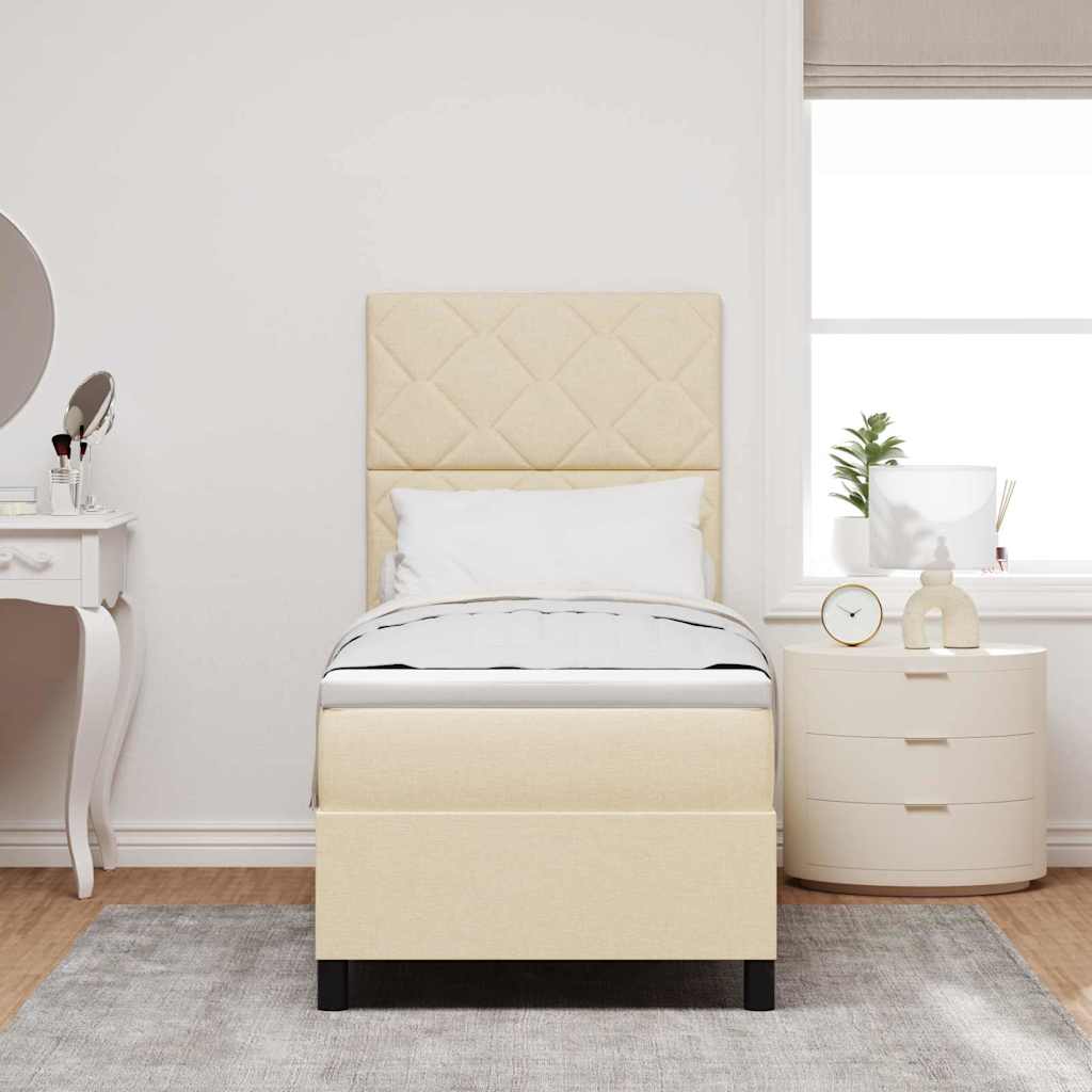 Boxspring Bed with Headboard Cream 80 x 200 cm Fabric