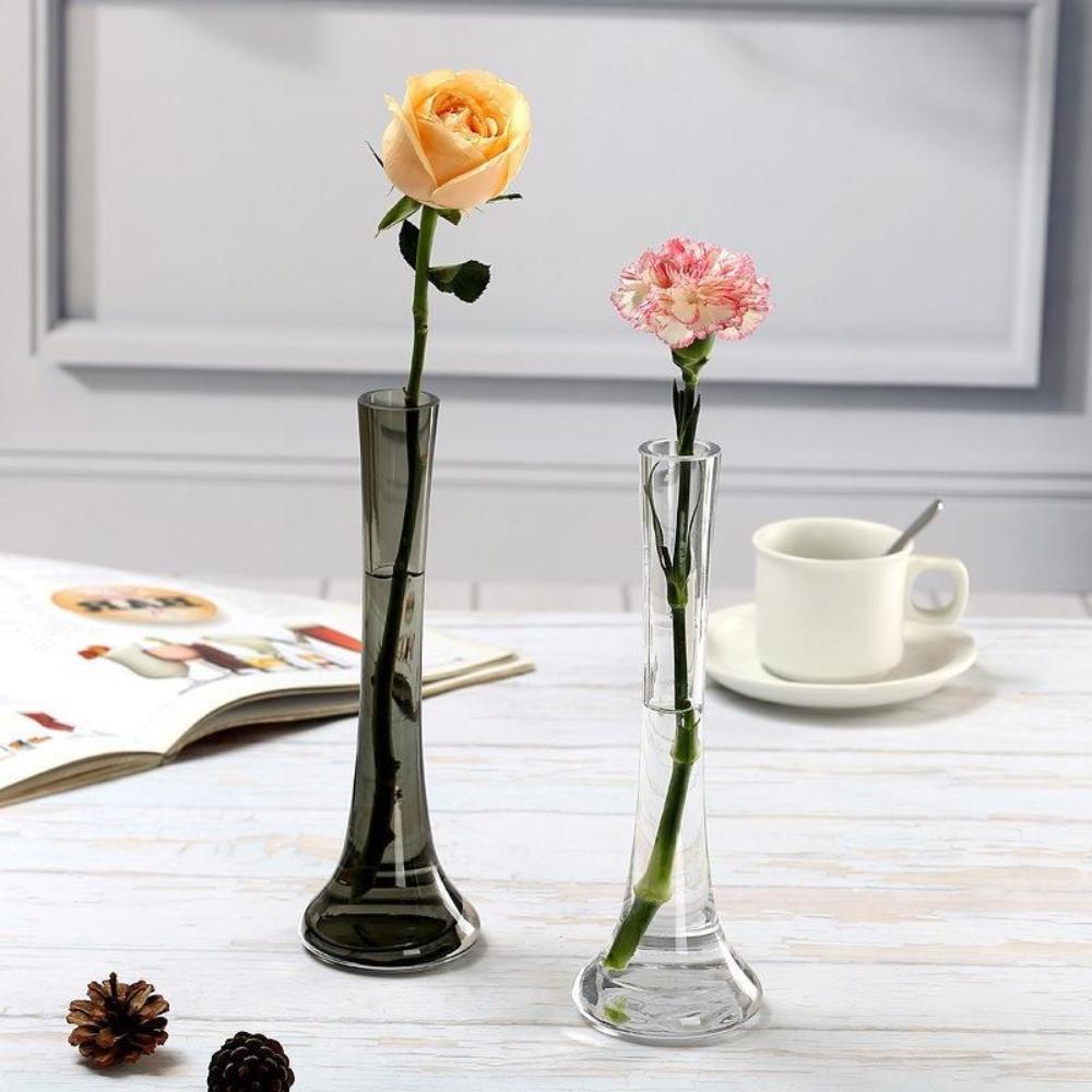 Fashionable Colored Transparent Glass Vase for Single Flower Arrangement Modern Table Decoration for Home Wedding Decoration
