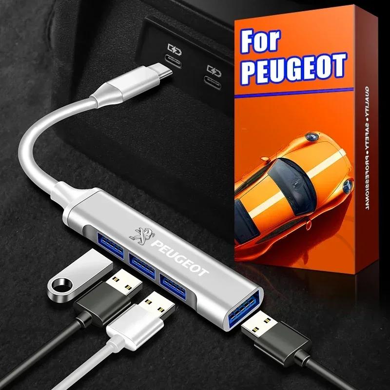 

For Peugeot Type-C Turn USB Adapter USB Multi Port Distributor Hub For Peugeot 206 307 308 3008 207 208 407 508 2008 5008 107 10 USB