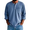Men's Solid Color Distressed Button Collar Long Sleeve Tops Men's Casual Fashion Tops