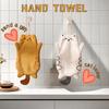 Coral Fleece Cat-Shaped Hand Towels Orange and White Cat Designs, Hangable, Strong Absorbency, Non-Shedding, Ideal for Kitchen and Bathroom