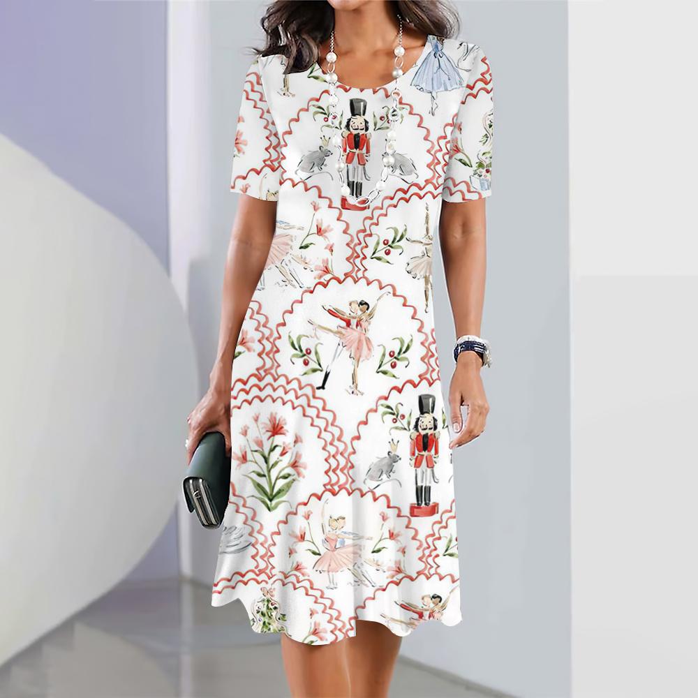 The New Ballet Graphic Print Dress Is an Elegant Fashion Dress for Women, Summer Medium-length Dress