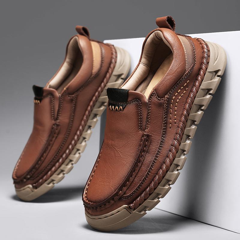 2024 Retro Loafer Genuine Split Leather Classic Shoes Sewing Comfortable Men Casual Slip-on Club Party Shoe Spring Summer