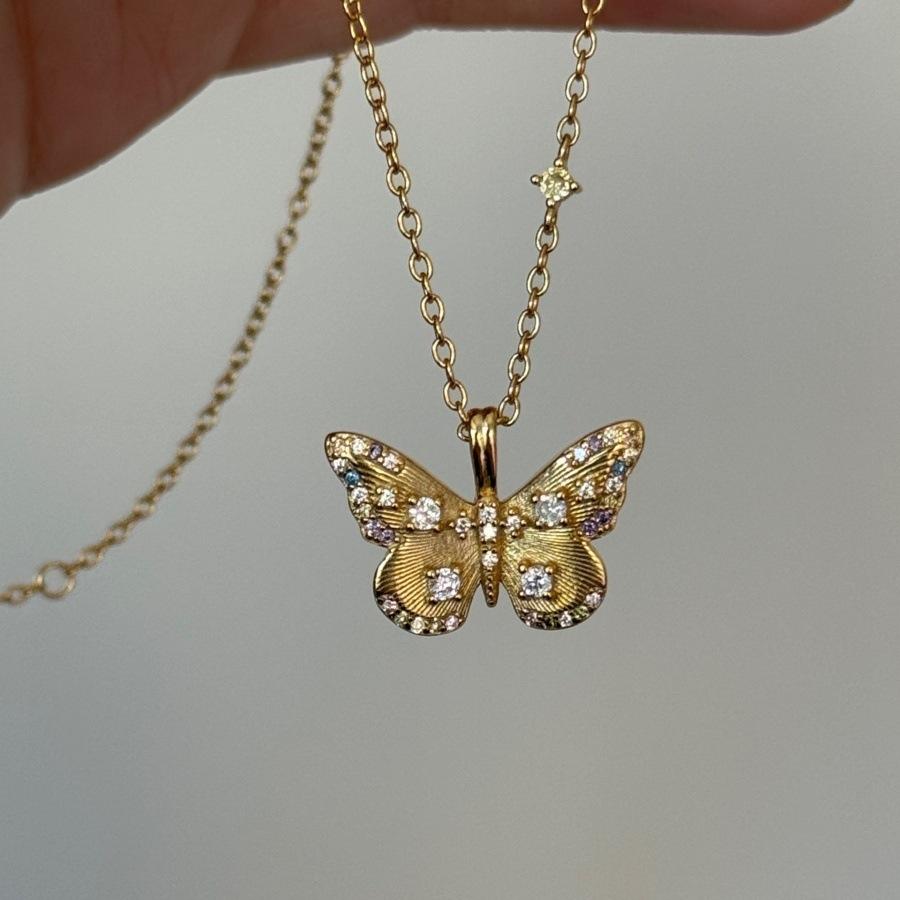 Dream exquisite zircon brushed butterfly necklace does not fade design light luxury versatile collarbone chain