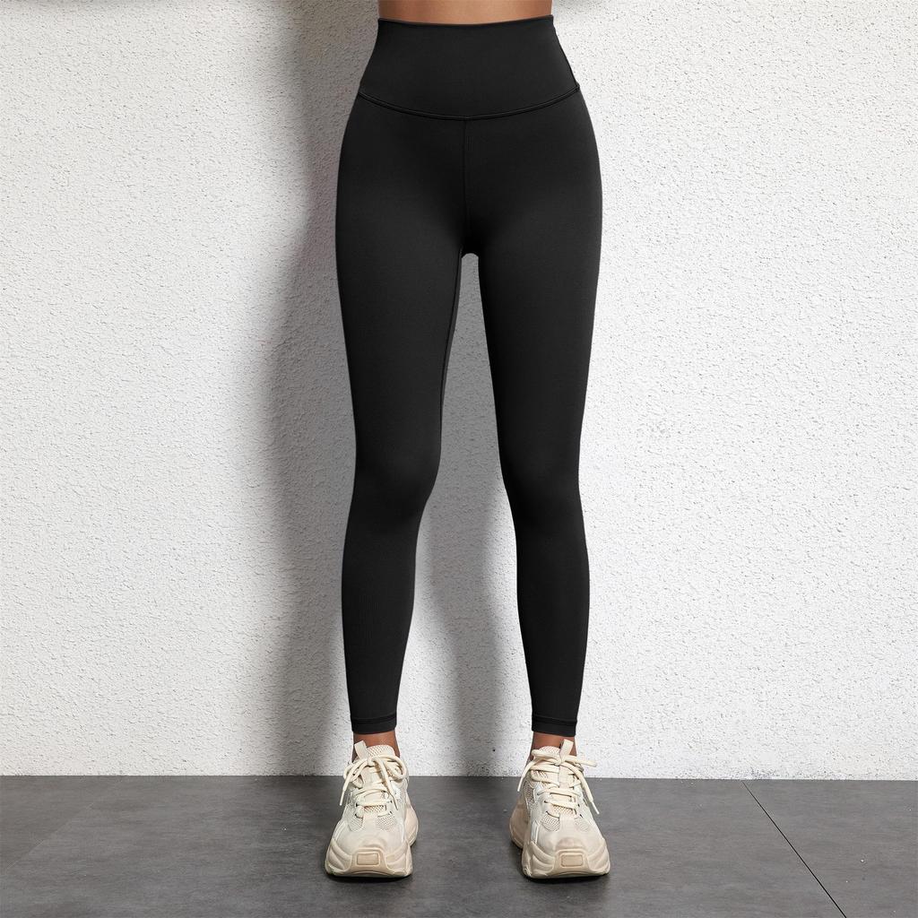 European & American Soft Elastic Yoga Leggings - Solid Color Nude Feel, Plus Size, Peach Butt Line