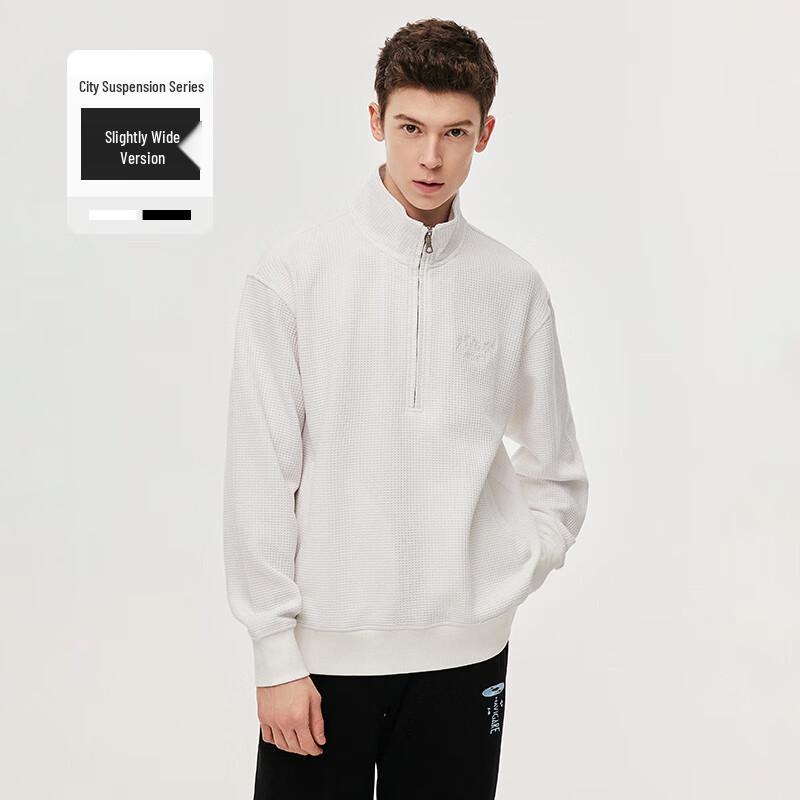 NVG·YOUNG Men's Waffle Knit Half-Zip High-Neck Sweatshirt