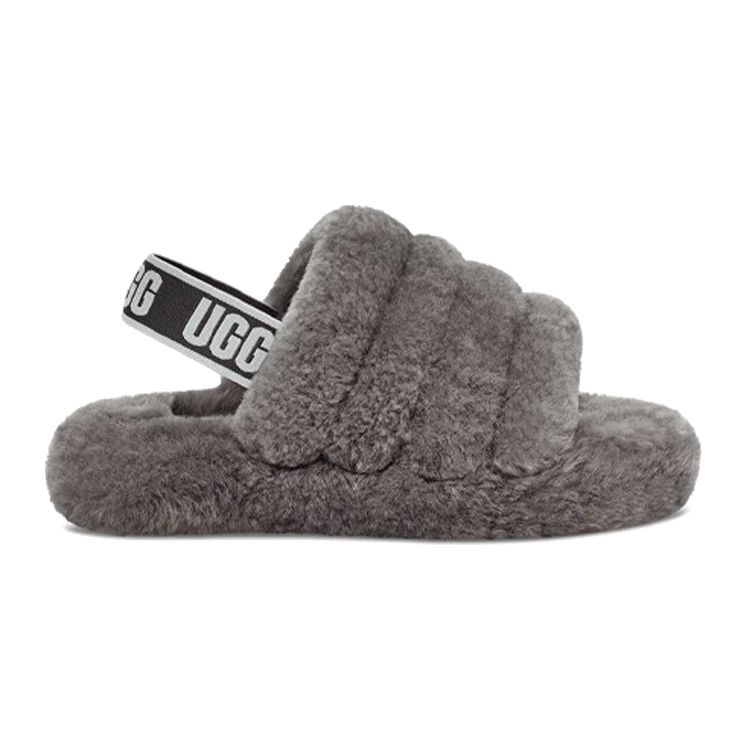 UGG Fluff Yeah Slide Charcoal (Kids) Kids Sneakers 1098494K-CHRC