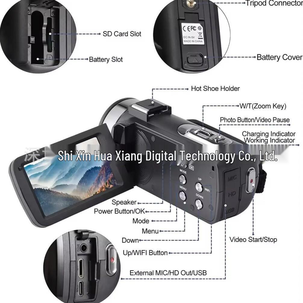 8K Handheld Digital Camcorder, 64MP, Remote-Controlled for Outdoor Photography