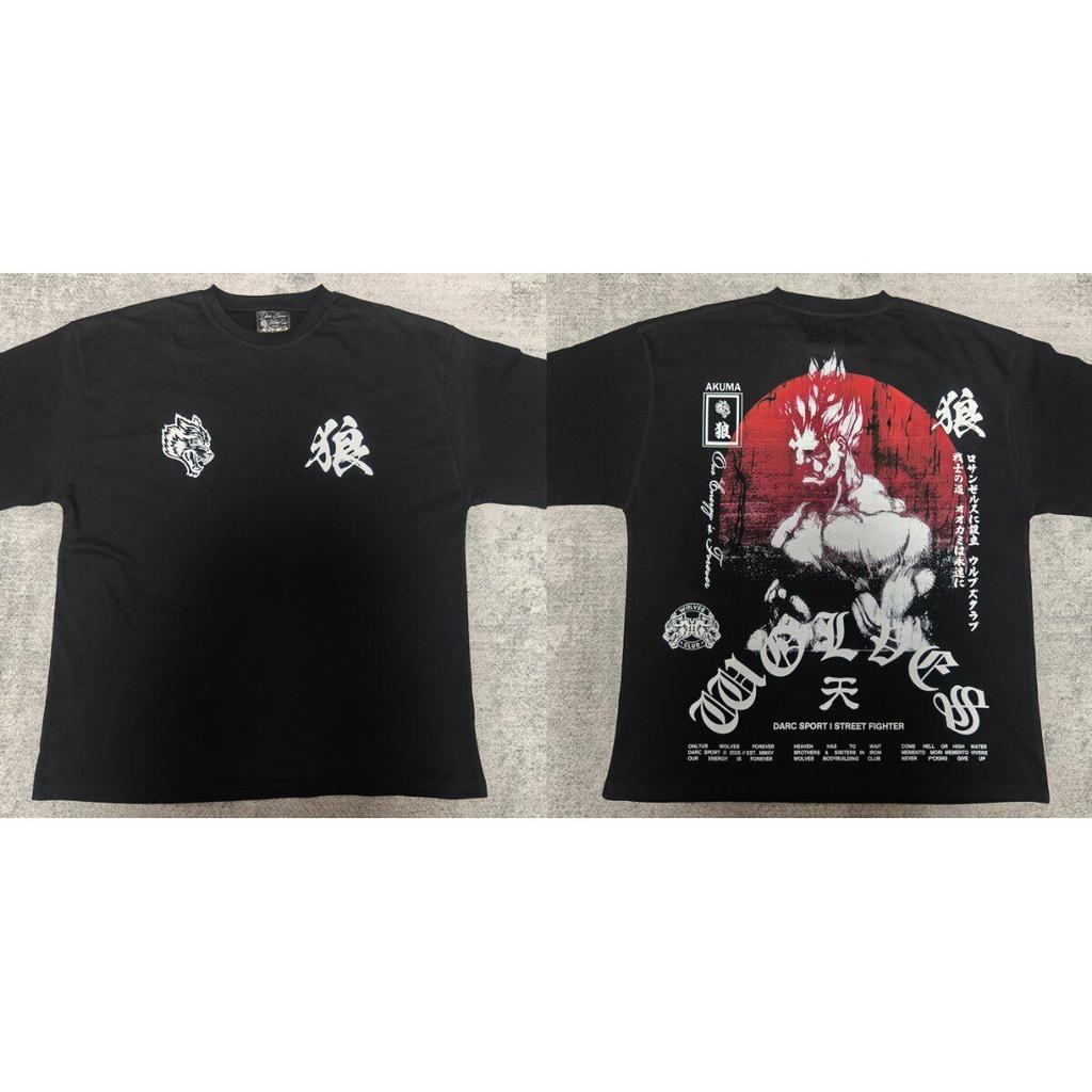 New DARCSPORT Wolf Head Bushido Short Sleeve Men's and Women's Oversized Yk2 American Sports and Leisure Loose Printed Cotton T-shirt