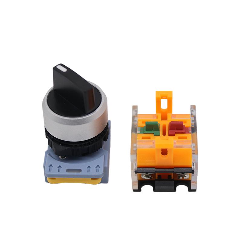 Three-speed Rotary Switch, LA155B-20X/3, IP65 Waterproof, Aluminum Ring, Copper Parts, Silver Contacts, 22MM, Two Normally Open.