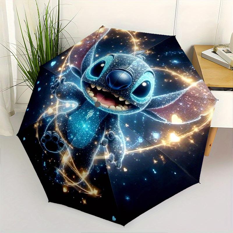 

Stitch,Heartfelt Themed folding umbrella, the best choice for gift giving, 8 ribs, casual, durable, lightweight and portable travel umbrella