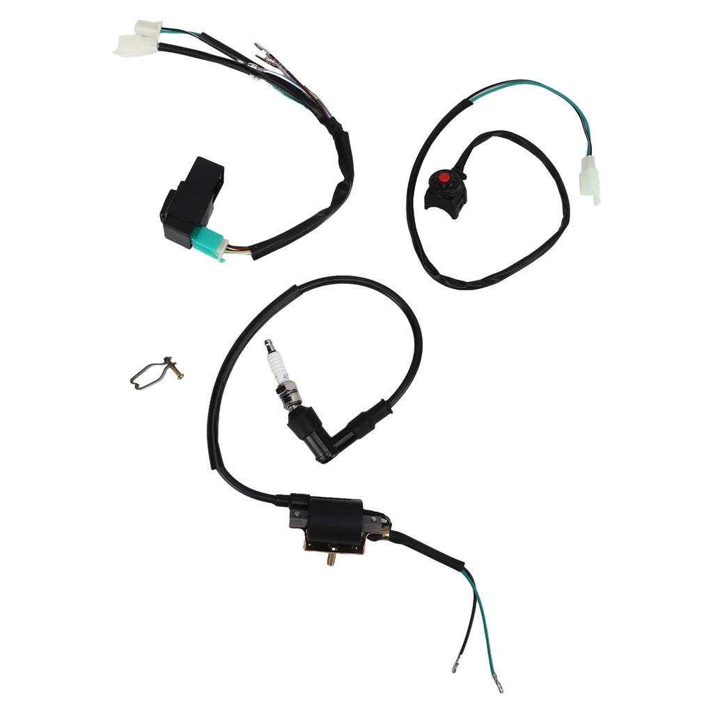 Kick Start Engine Wiring Harness CDI Box Spark Plug Ignition Coil Handle Switch Loom Kit for 50cc
