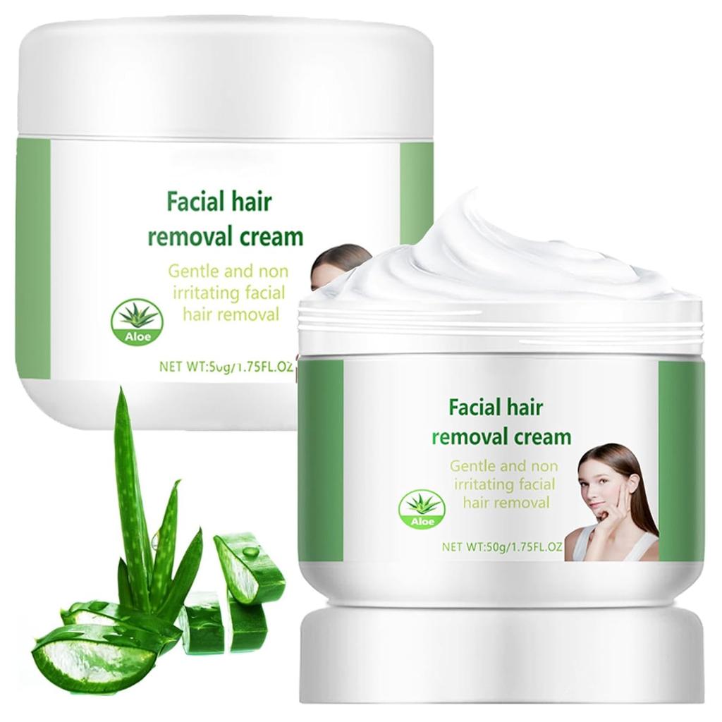 Facial Depilatory Cream, Aloe Vera Hair Remover Cream for Upper Lip and Chin for Women Face Hair Remover for Sensitive Skin Gentle and Non-Irritating