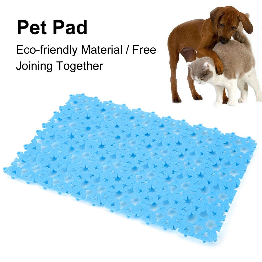 Dog Cat Pet Mat Plastic Spliced Hollow Anti Slip Pads for Pet Cage Mat Bathroom Floor (Blue)