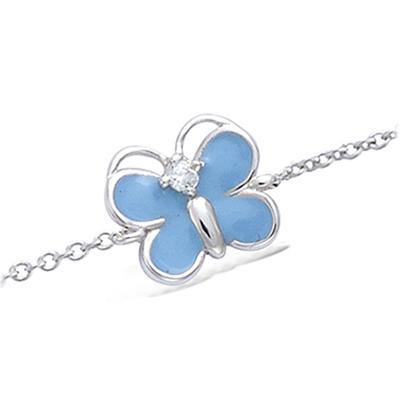 [N5374] - Silver Bracelet 'Butterflies' Silver Blue (rhodium-plated) - 9x9 Mm