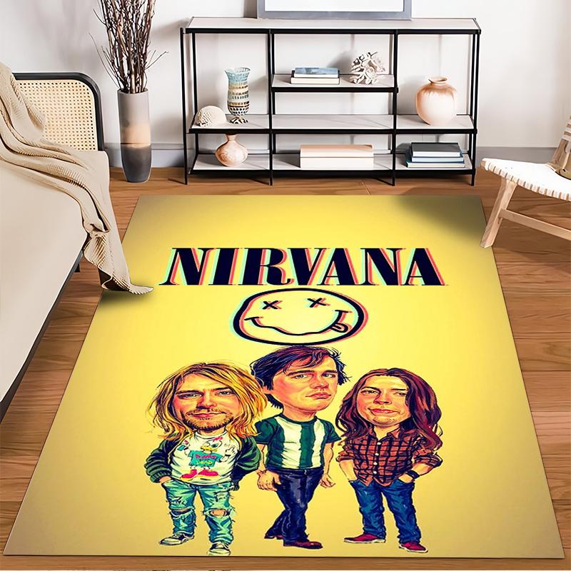 Nirvana Band Cartoon Design Rug Non-slip Rug Suitable for Living Room and Bedroom Sofas