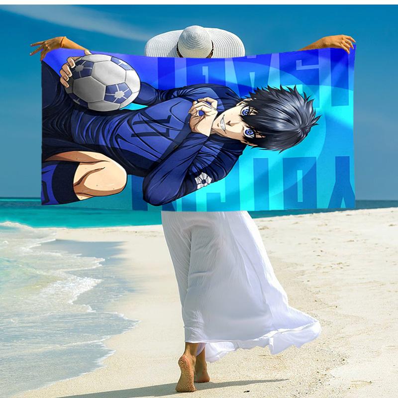 1pc Soccer Player Action Cartoon Quick Dry Microfiber Bath Towel for Swimming Surfing Camping Unisex Holiday. SJT720120