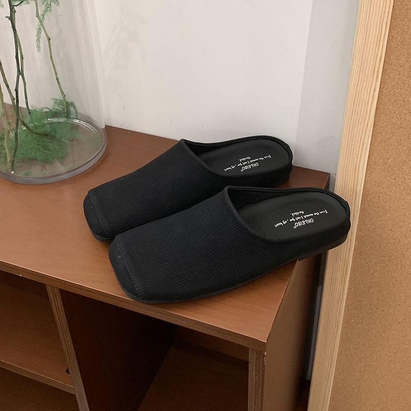 Fashion Fashion Square Toe Women Flats Slippers Mules Shoes Casual Beach Soft Ladies Flats Slippers Shoes Female Slides Sandals New