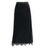 Elegant Velvet Lace Trim High-Waisted Slit Tube Pencil Skirt