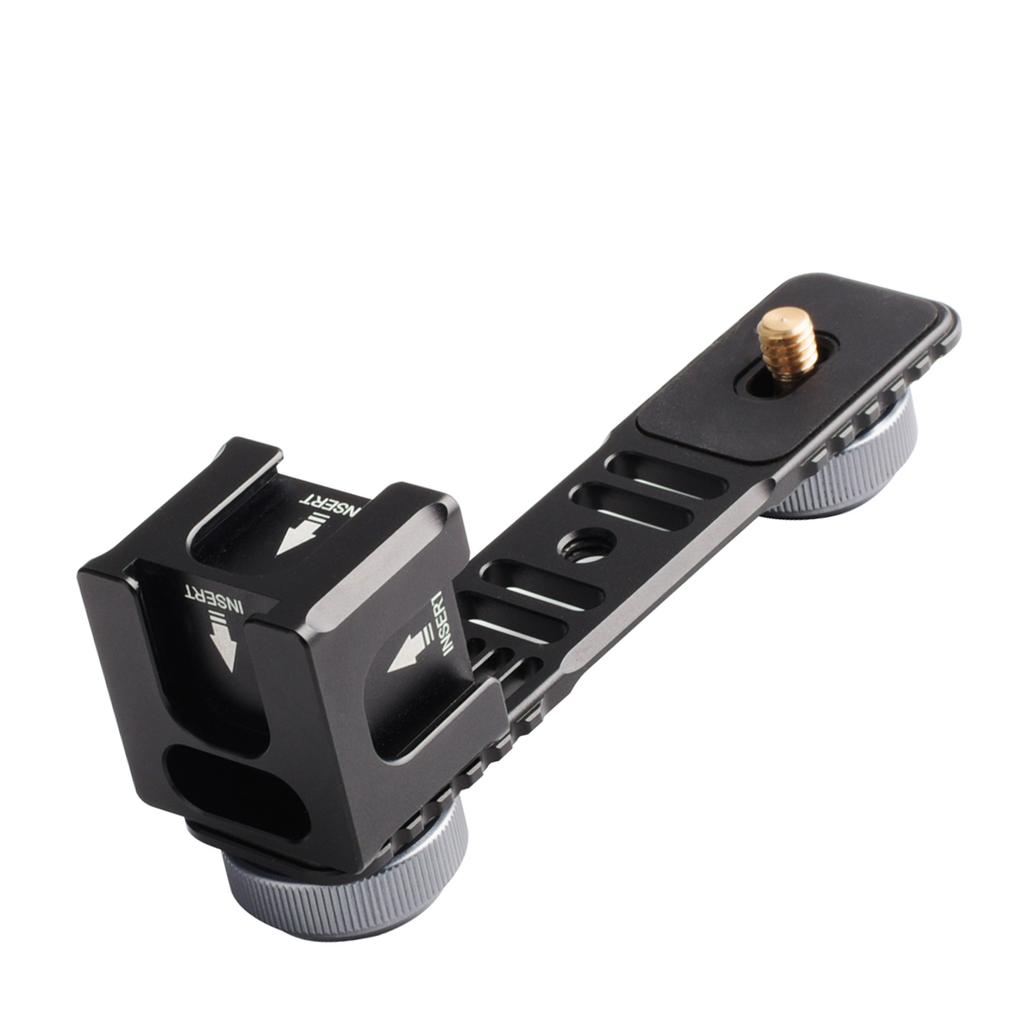 Universal Aluminium Alloy Gimbal Extention Bar Bracket Adapter with 4 Cold Shoe Mount 1 4 Inch Screw Adapter for LED