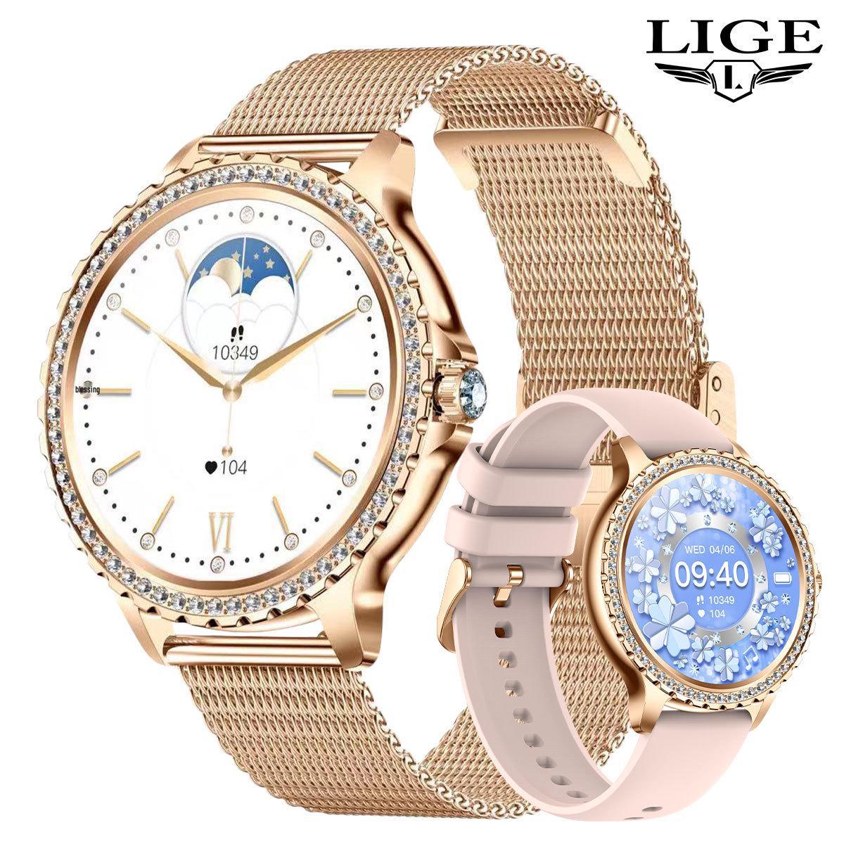 Women s i58 Smartwatch: Bluetooth Call, Voice Assistant, Health & Sleep Tracking, Multi-Sport Modes, Pedometer.