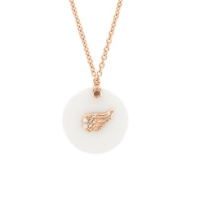 [R4917] - Silver Necklace 'Les Ailes d'Ange' Pinkish White - 15 Mm (ceramic)