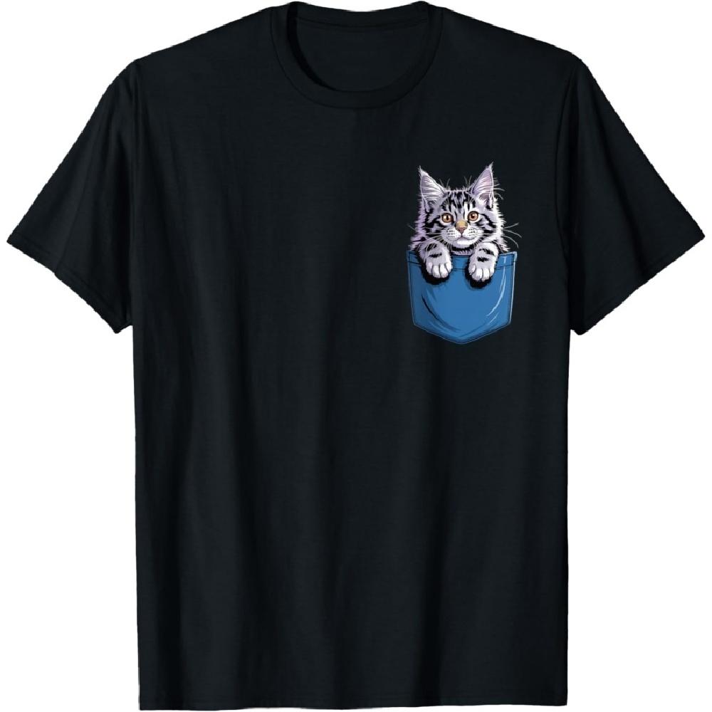 

Cute Pocket Maine Coon Cat Lover Cat Mom T-Shirt XXXXXL чорний