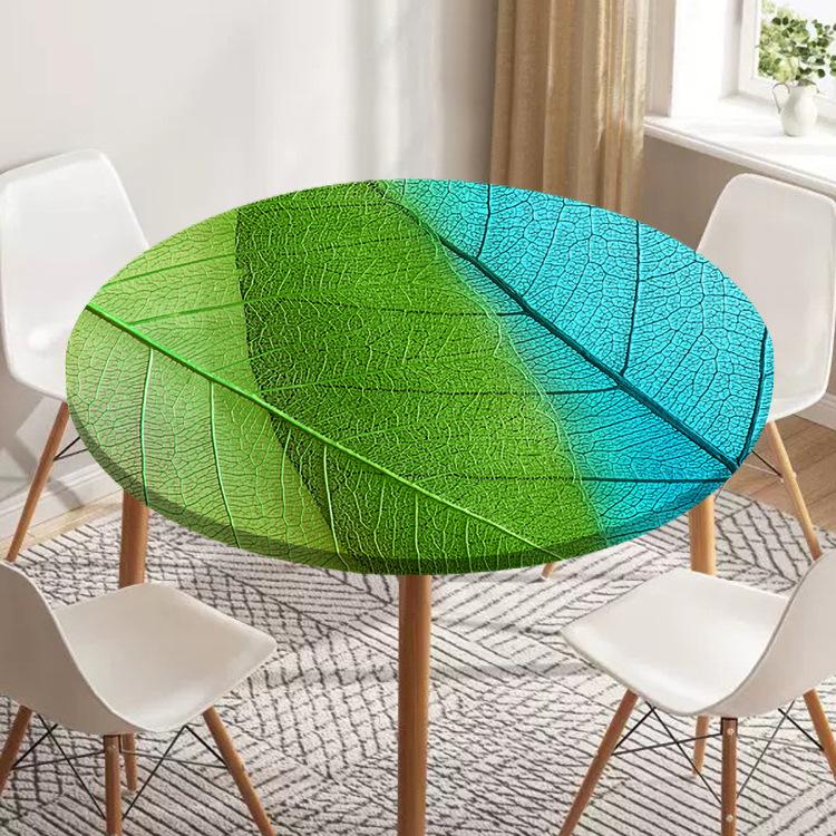 

110cm Fashion Pattern Table Mat Leaf Tablecloth Plant Outdoor Round Table Coverfor Banquet Christmas Party Dining Decor 110*110cm