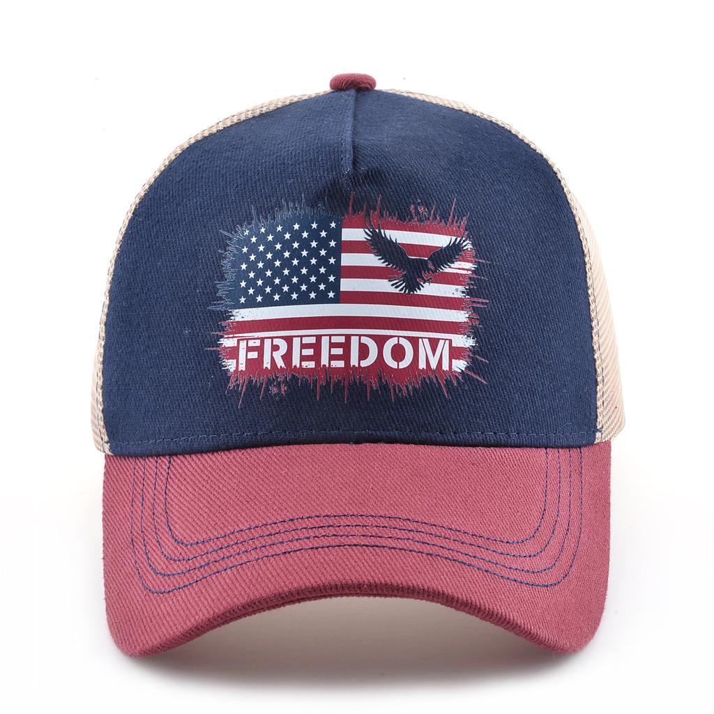 Unisex Baseball Cap Summer Breathable Mesh Trucker Cap Men Women Printing Freedom Map Snapback Hip Hop Caps Adjustable Visor Cap