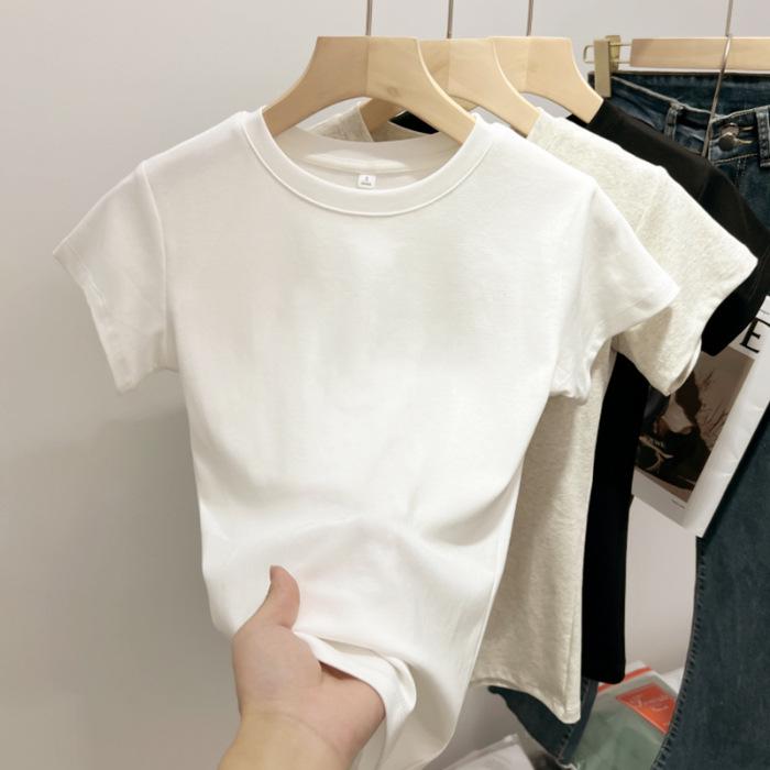 Damen Slim Fit Rundhals Kurzarm T-Shirt 2024