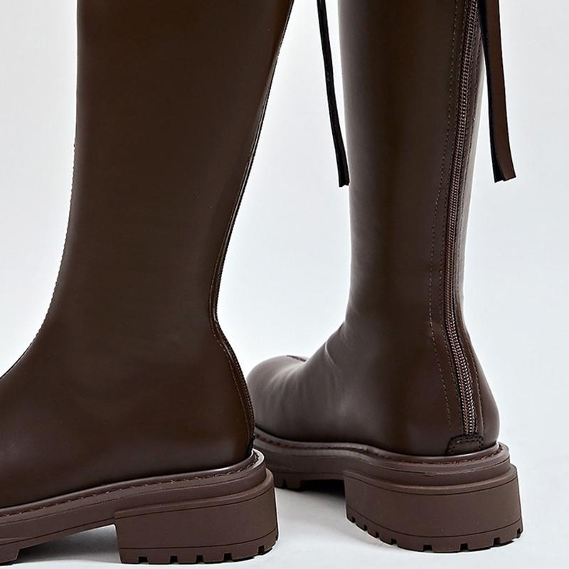 Winter New Heightening Knight Boots Thick Heel Retro Boots Women's Versatile Women's Shoes Plus Velvet Boots