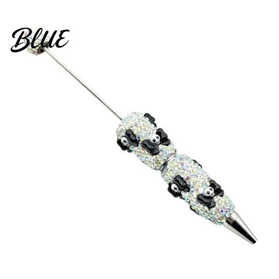 Rhinestone Writing Pen Beadable Pen Glitter Plastic Beaded Halloween Pumpkin Ghost Skull Smooth Gel Ink for DIY Craft Making School Office Supplies