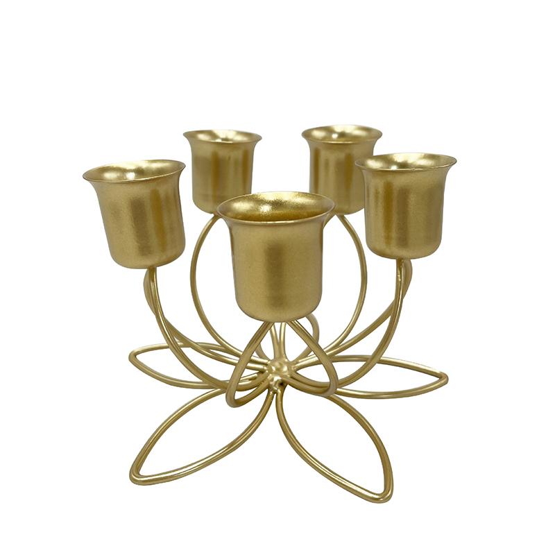 Iron Art Creative Ambience Stage Wedding Props Decorative Lotus Shaped Design Candlestick, Without Candles