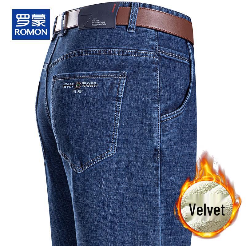 

ROMON Men s Lamb Fleece Lined Loose Fit Straight Leg Jeans 40