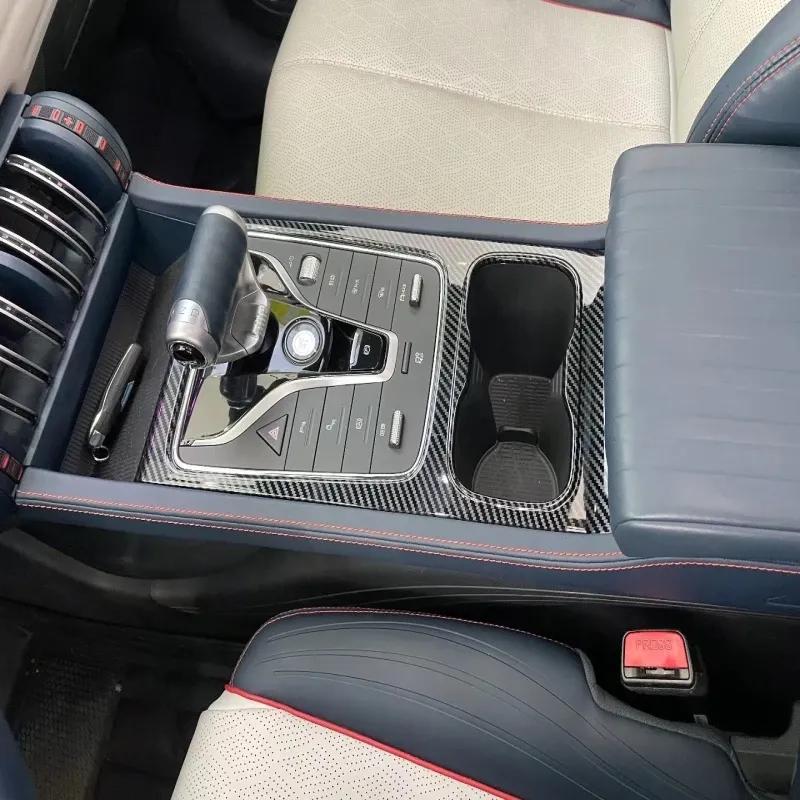 For BYD  ATTO 3 YUAN PLUS   ABS carbon center control gear box shift panle cover front water cup holder cover sticker