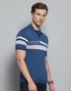 MONTE CARLO Mens Self Design Blue Collar Neck Half Sleeve T-Shirt