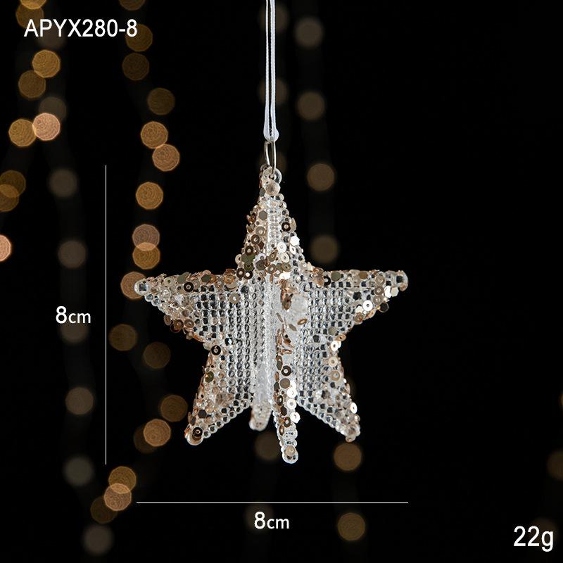 New Christmas Decoration Glitter Acrylic Ornament Transparent Snowflake Pendant for Xmas Tree Scene Decor Happy New Yeart